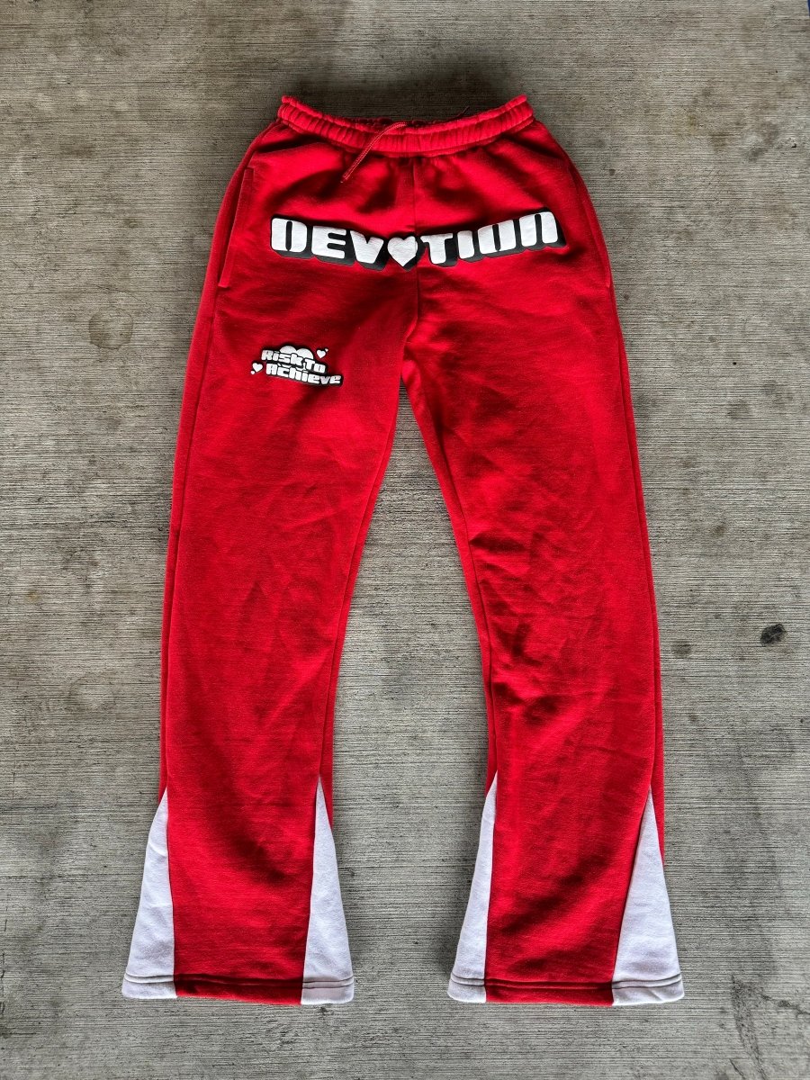 RED DEVOTION FLARED SWEATS - RiskToAchieve